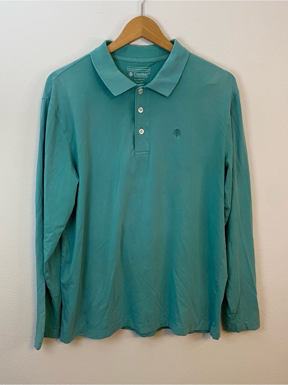 Coolibar Long Sleeve Polo Shirt 50+ UV Sun Protection Mens Large Outdoor Golf
